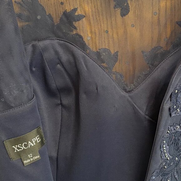 Xscape Navy Blue Gown Size 12 - Picture 6 of 7